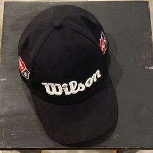 Wilson Tour W/S Flat Brim Golf Hat Black Adjustable Strapback Embroidered Logo.